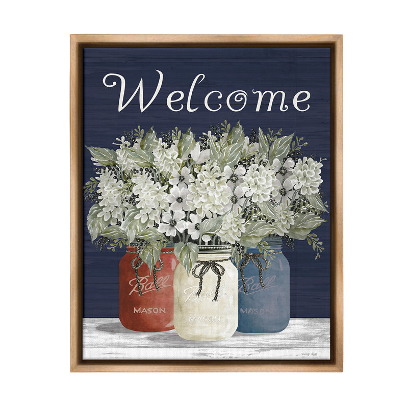 «Welcome With Country Herbs Floater Frame» par Cindy Jacobs sur, H 31 po x l 25 po, Cadre flottant orme Montalcino