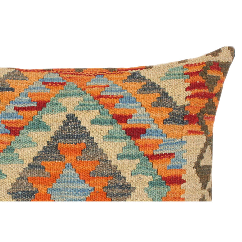 Tribal Kilim Pillows Geometric Throw Pillow, Blue/Orange/Purple