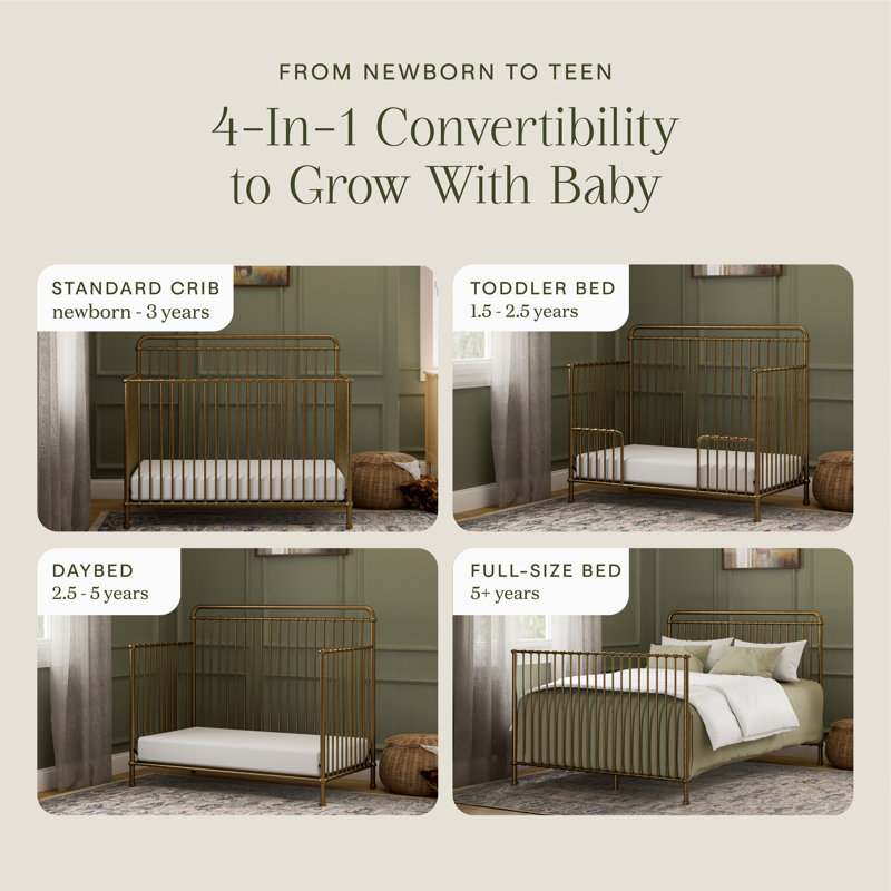 Winston 4 -in-1 Convertible Crib, Vintage Gold