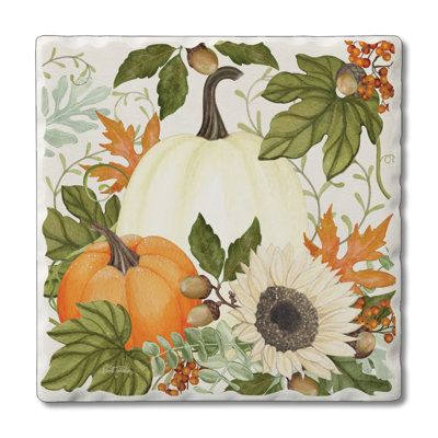 Sous-verre à carreaux simple Farmhouse Pumpkins Créez votre propre ensemble
