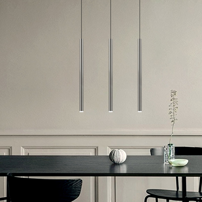Luminaire suspendu linéaire à 3 lumières pour îlot de cuisine Baileyton, Nickel