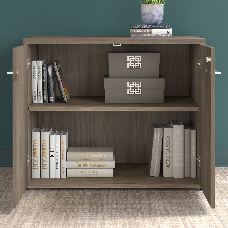 Office 500 36'' Wide 2 - Shelf Storage Cabinet, Modern Hickory