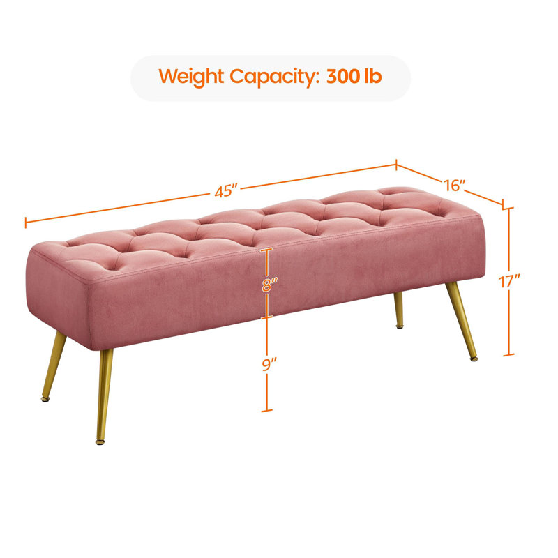 Banc avec repose-pieds Modern Velvet, Rose