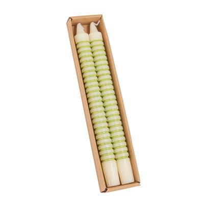 Unscented Horizontal-Striped Taper Candles In Box