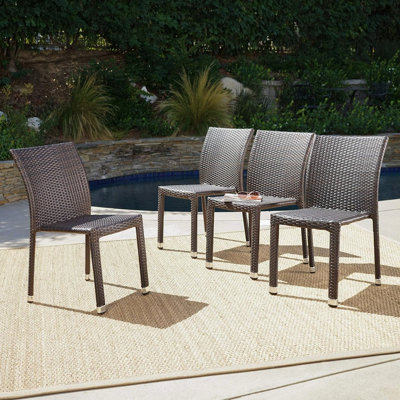 Chaise sans accoudoirs empilable avec structure en aluminium et brun, l 18,07 po x P 23,83 po, H 31,83 po Weather