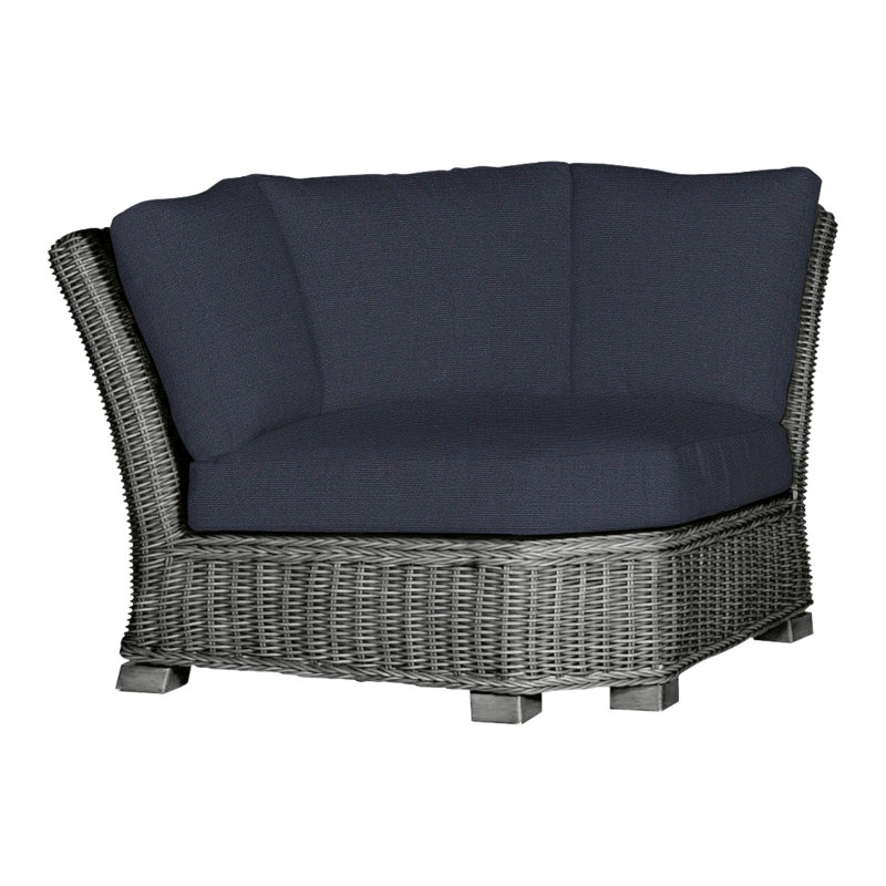 Canapé d'angle modulaire rustique tissé gris ardoise, Gris ardoise, Pas de soudure, Lin marine