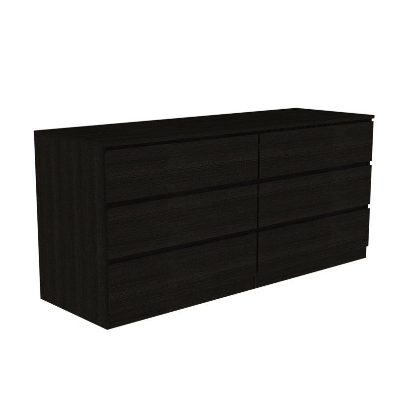 Commode double 6 tiroirs Asteria, poignées en métal