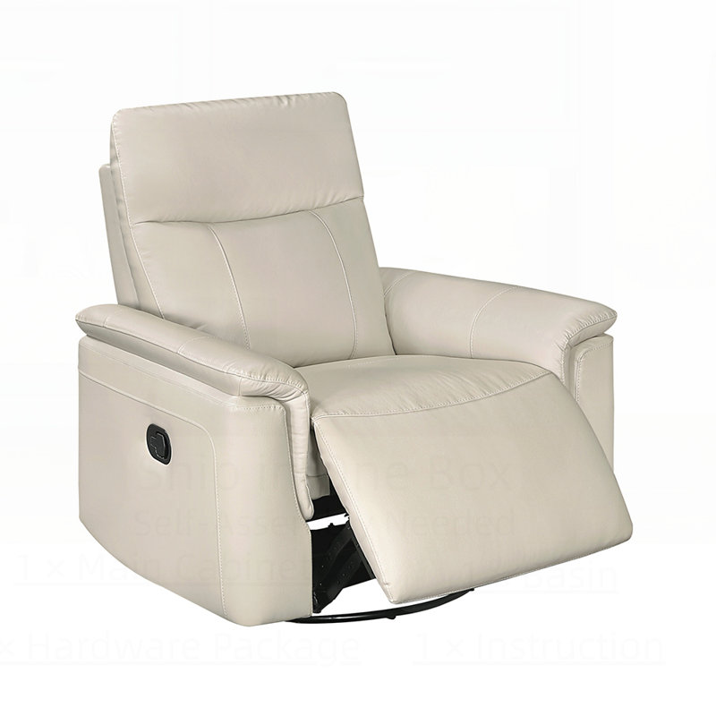 Luxury Comfort Premium Leather Recliner with Gentle Gliding Swivel Motion for Ultimate Relaxation in Living Rooms, Taupe