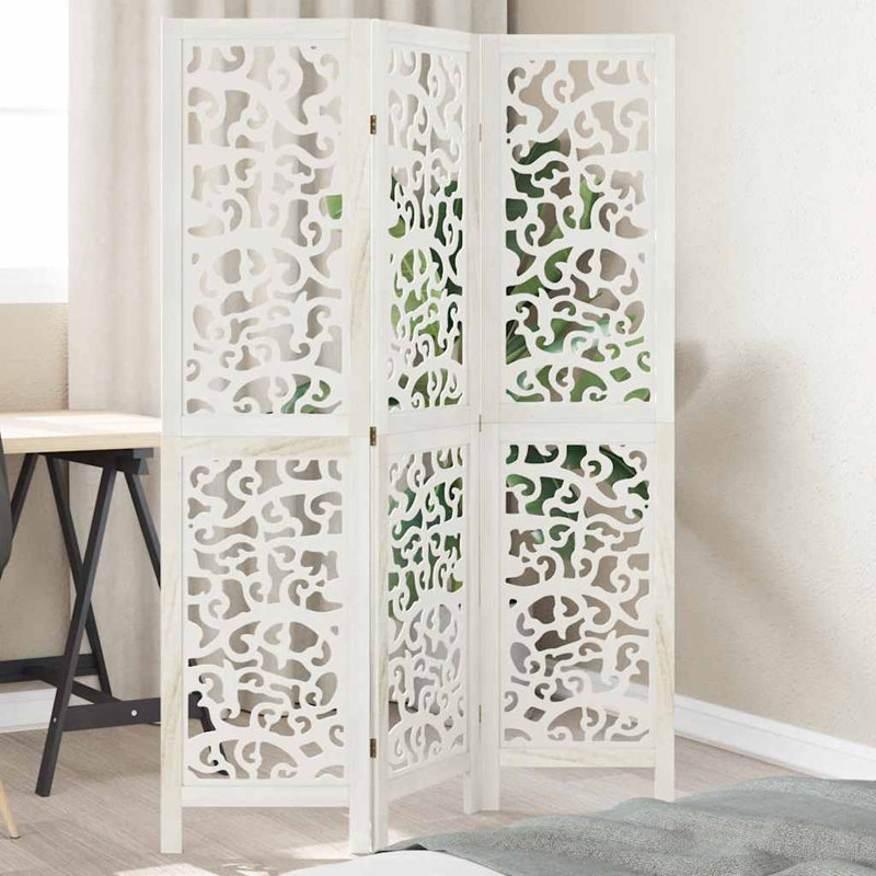 Folding Room Divider, 180cm H x 215cm W x 1.6cm D, 6, Black