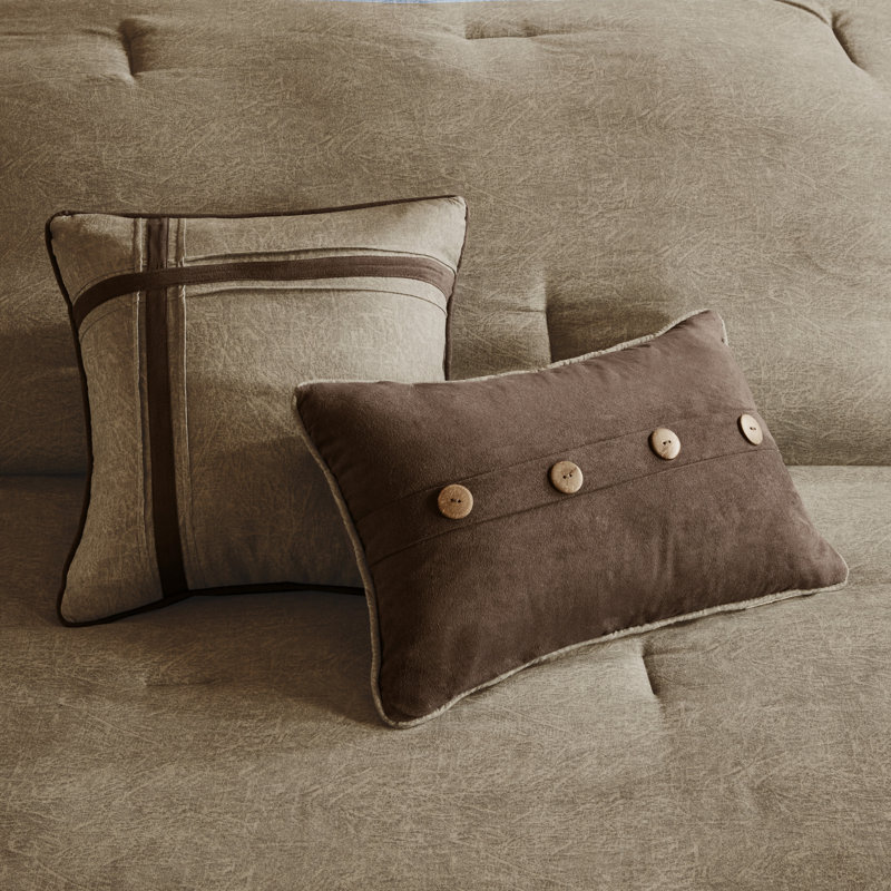 California King Brown Faux Suede Comforter Set