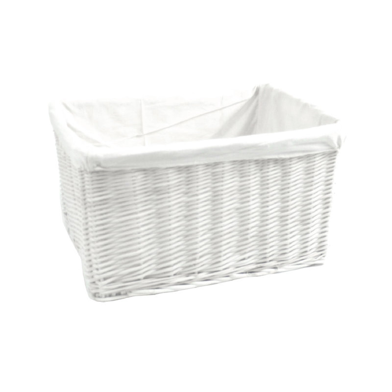 Brambly Cottage Wicker Decorative Basket, 29cm H x 52cm W x 38cm D, White