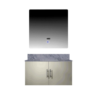 Meuble-lavabo de salle de bain 36 po X P 22 po D, plateau en marbre de Carrare et Miroir à DEL