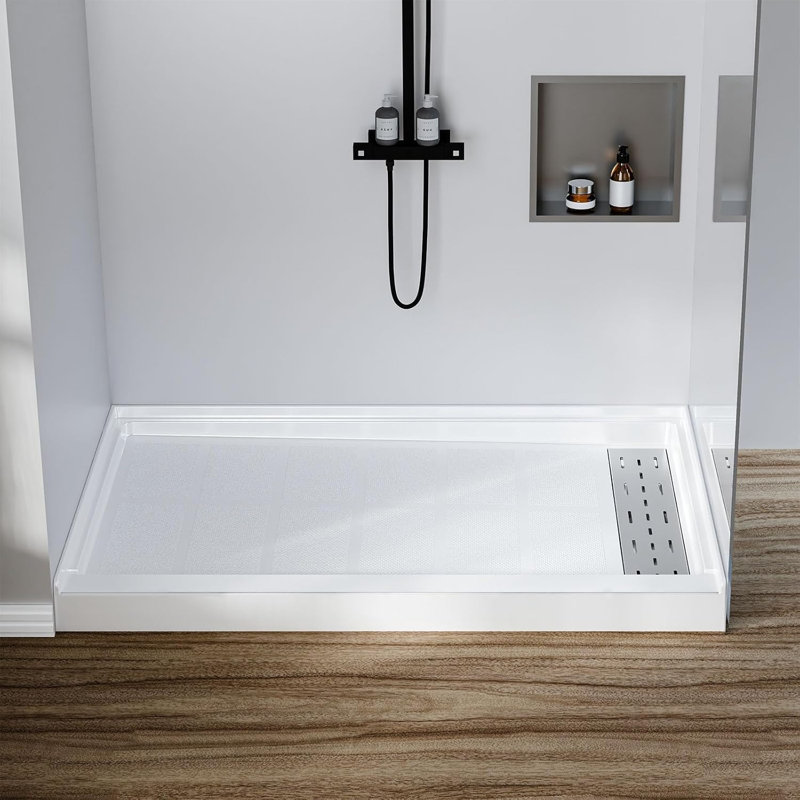 Shower Base 48" x 32" Right Drain, Acrylic Rectangular Shower Pan Kit, Right, 48*32 Rectangle