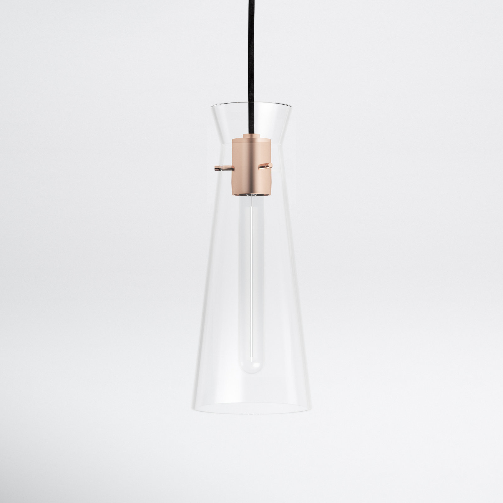 Gena Single Light Glass Pendant, Polished Copper