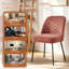 Linen Upholstered Dining Chair Spring Soft Padded with 12cm Thick Seat Cushion-1109514506