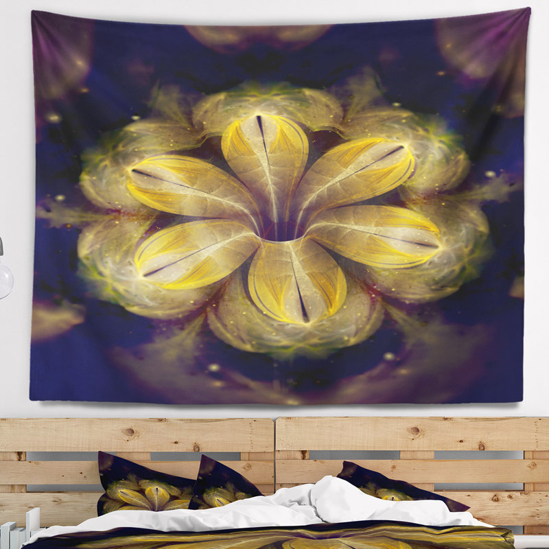 Tapisserie contemporain à motif floral fractal, H 32 po x l 39 po