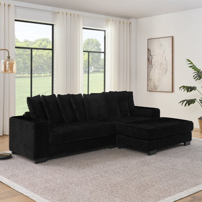Canapé modulaire en L avec 8 coussins et repose-pieds