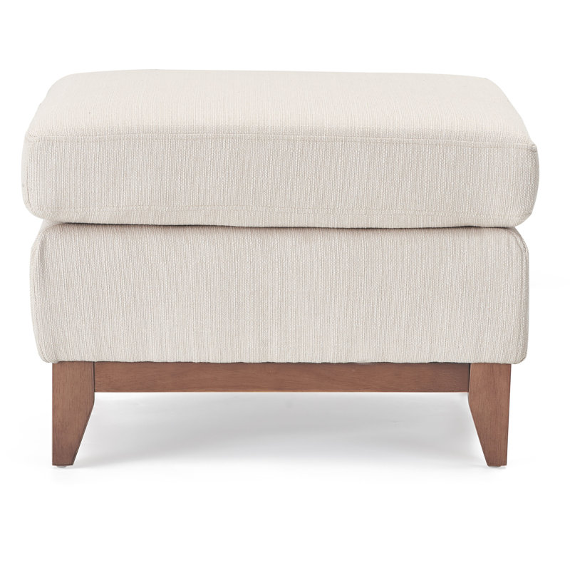 Maxwell Ivory Square Ottoman with Light Wood Legs