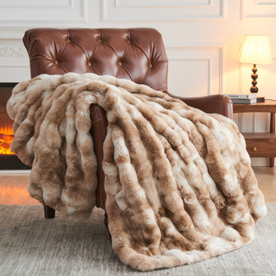 NEWCOSPLAY Faux Fur Throw Blanket Ivory Luxury Fluffy Thick Warm Bubble Blanket for Couch Sofa Bed 1000GSM (Tie Dye Bubble, Throw(50"x60"))