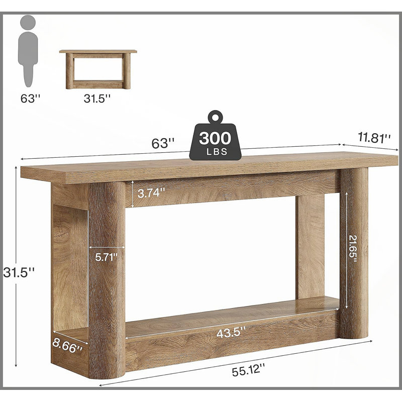 2-Tier Console Table For Entryway Or Sofa, Foyer Table | Gift Idea, Brown Oak