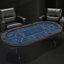 Table de poker bleu + noir ovale 100% polyester + bois manufacturé + fer