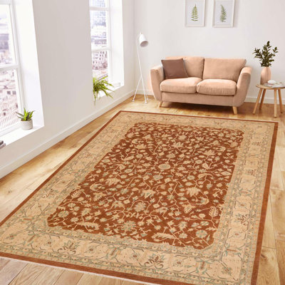 Tapis oriental brun / brun clair en laine 9 x 12 pi 1 po Dorn
