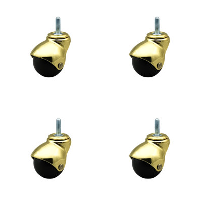2 Inch Hooded 5/16 Inch Threaded Stem Ball Caster Set of 4 SCC