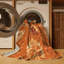 Tapis abstrait moderne et contemporain lavable à la machine Myrtlewood Thanksgiving en brun - reliure brun clair-465345959