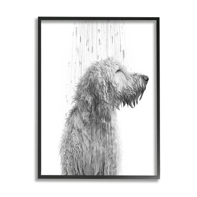 Az-242, reproduction de salle de bain pour chien encadrée sur bois par Annalisa Latella