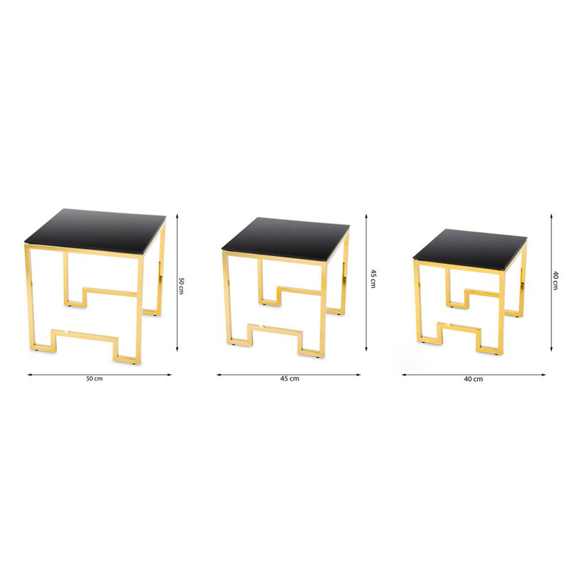 Alvin Glass Top Frame Nest Of Tables