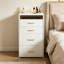 Meuble-lavabo 3 en 1 blanc avec lumières, petite coiffeuse moderne à 3 tiroirs, tabouret caché et miroir rabattable