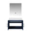 Meuble-lavabo bleu marine 30 po L x 22 po P, dessus en marbre, miroir à DEL - Fermeture douce, résistant aux égratignures et aux taches, grand espace de rangement.