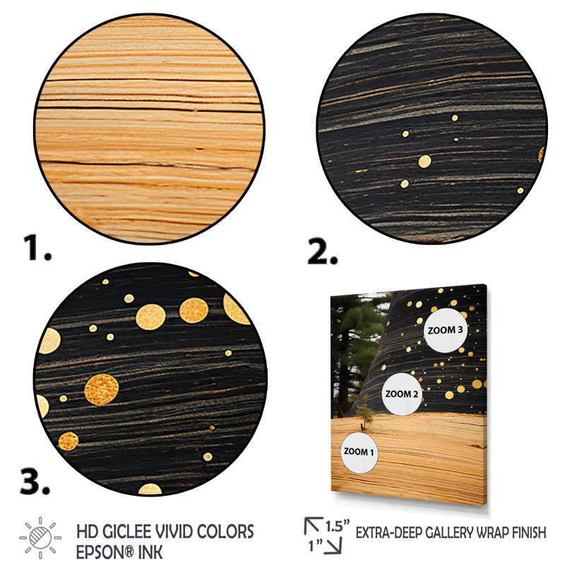 «Abstract Graceful Woodland I», reproduction d'art murale abstraite, Cadre doré simple, H 44 po x l 34 po x P 1,5 po