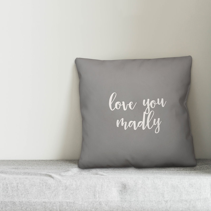  Coussin Love You Madly, Gris, Coussin et housse de coussin