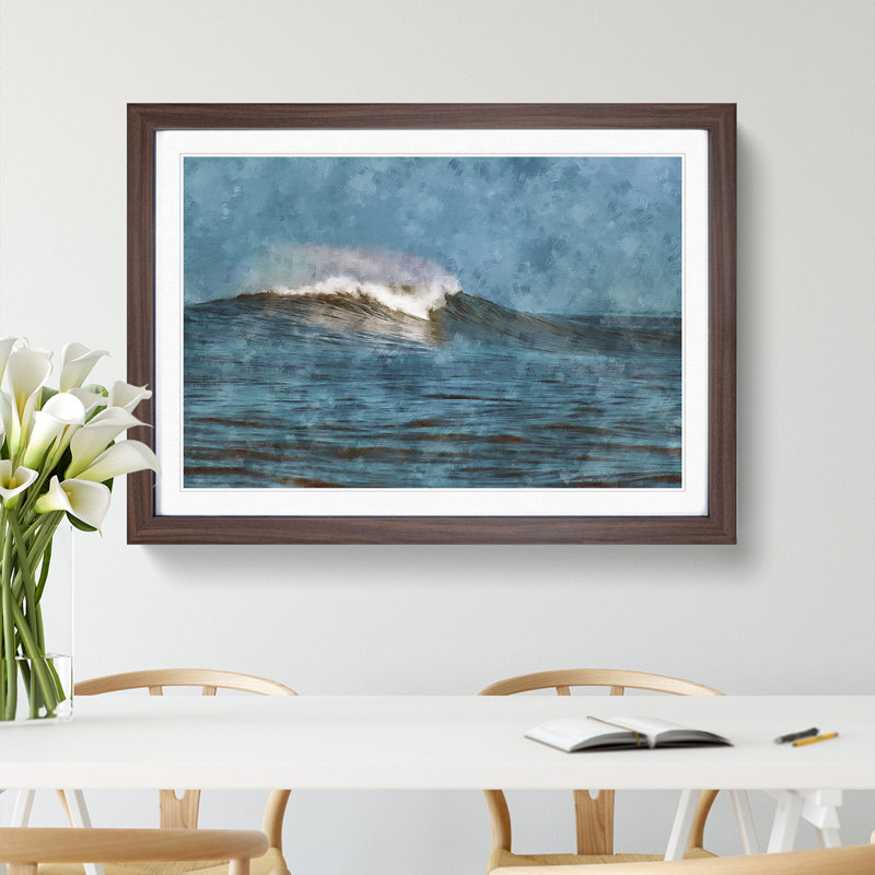 Wave Rising - Picture Frame Painting Print, 33cm H x 45cm W x 2cm D, Walnut Framed