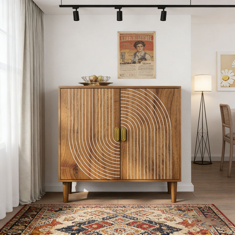 Buffet en noyer avec rainures