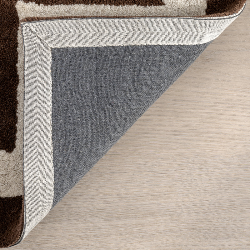 Grace Brown Handmade Wool Tufted Rectangular Area Rug 6' x 9'