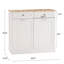 Armoire poubelle de cuisine à deux tiroirs et deux compartiments basculants - blanc-504364111