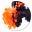 Orange et noir dansant des nuages d'encre - art mural moderne en cercle métallique-68851630