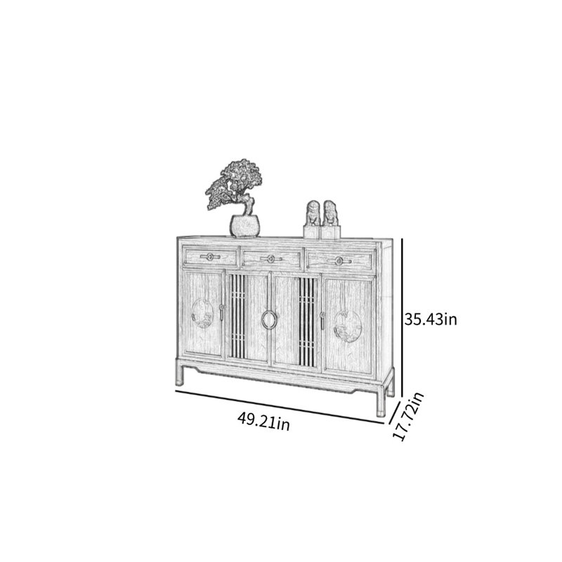 New Chinese Style Accent Cabinet, 35.43" H x 49.21" W x 17.72" D