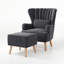 Kiro Upholstered Wingback Chair with Footstool-38292154
