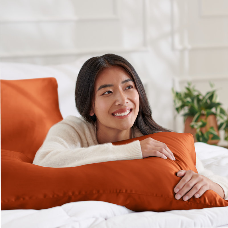100% Mulberry Silk Pillowcase Zipper Closure, 1 Standard (Zipper Closure) Pillowcase, Terracotta