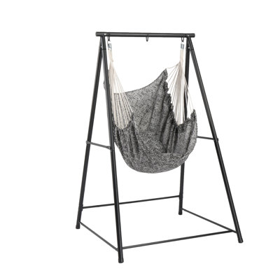  Ensemble de chaises hamac d'extérieur avec support et coussin en noir