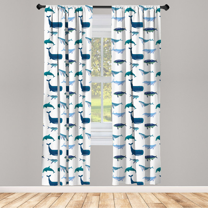Whale Semi-Sheer Rod Pocket Curtain Panels, 28" x 84"