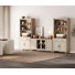 Buffet avec bahut, buffet avec 2 tiroirs, 3 tablettes à niveaux, 2 portes en verre et 6 portes en bois, beige clair, 125 po