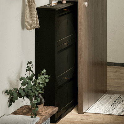 Black Solid wood Shoe Storage