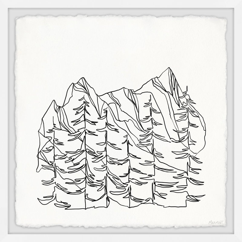 Mountains Outline - Single Picture Frame Print, 81cm H x 81cm W x 3.81cm D