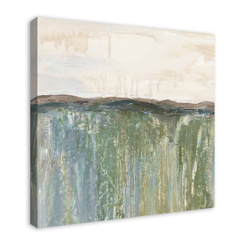 Champ d'herbe abstrait - peinture sur toile, Toile tendue, H 30 po x l 30 po x P 1,25 po