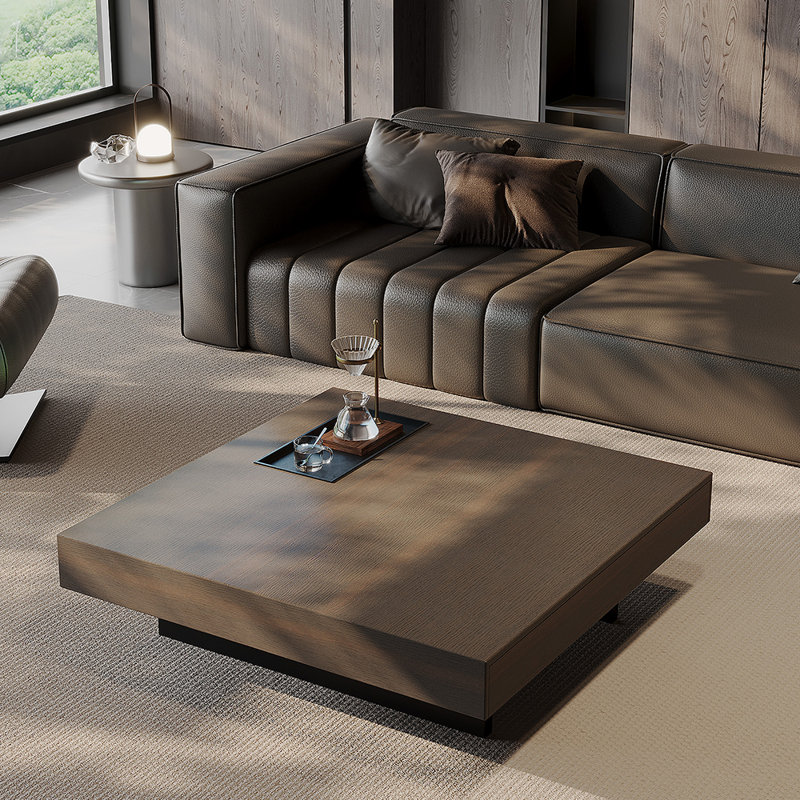 Table basse luxueuse de style italien., H 11,8 po x L 35,4 po x l 35,4 po, Brun