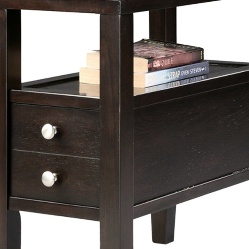 Grande table d'appoint / table de bout en bois 24 po, 2 tiroirs, design traditionnel, espresso